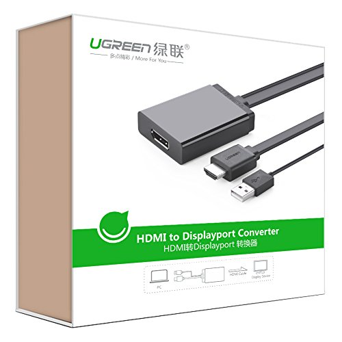 Ugreen HDMI zu DisplayPort Adapterkabel/vernickelte Kontakte unterstützt für die stabile Übertragungsrate/ FullHD / 1080p / 3D / HDCP / Audioübertragung – HDMI Stecker auf DP Buchse/Unterstützt die Auslösung bis zu 4K Auslösung für HDTV, LCD, Monitore usw/kompitible mit Apple Mac / PC / Notebook / Monitor / Beamer / TV / Grafikkarte - 8