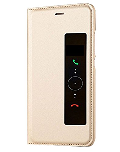 Qissy Funda Huawei P10 Inteligente Fecha Hora Ver Espejo Brillante tir  n del Caso Duro con del sue  o Despierte Funci  n  Huawei P10  Oro 