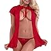 Produktbild JUSTSELL  Erotische Unterwäsche  2pcs 1 * Sexy Dessous 1 * Riemen Perspektive Erotische Dessous Strickjacke Mit Roter Spitze Senden Sie EIN Freundgeschenk