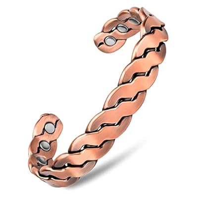Magnetrx® Pure Copper Magnetic Bracelet - Magnetic Copper Bracelets For Men - Adjustable Cuff + Gift Box (twisted Copper)