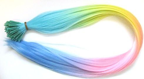 FamilyFirst Tradings Rainbow Feather Hair Extensions With Free Micro Beads 2 Styles- Choose 5, 10,20 or 50 Pieces (50 extensions, Pastel Rainbow)