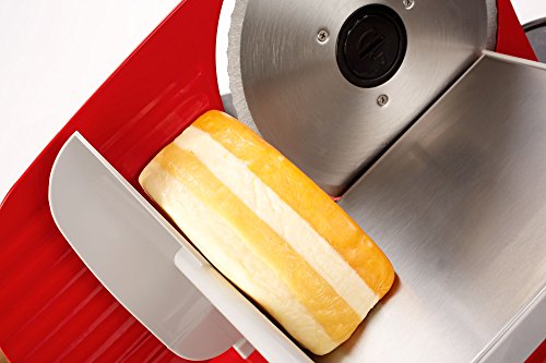 Andrew James – Elektrische Präzisions-Aufschnittmaschine Allesschneider in Rot – 19cm Klinge + 2 Extra Klingen für Brot und Fleisch – 2 Jahre Garantie - 4