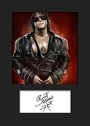 BRET HART WWE Signed Mounted Photo A5 Print