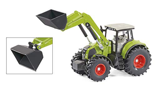 SIKU 1949, Claas Axion Traktor mit Frontlader, Dolly und Muldenkipper, 1:50, Metall/Kunststoff, Grün, Bewegliche Schaufel und Frontlader-Schwinge, Kippbare Mulde - 5