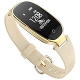 YA Intelligentes Armband der Frauen, Multi-Sportschwimmenuhr, wasserdichter Bluetooth-Abnutzungszähler, intelligentes Armband der Gesundheit,Gold