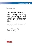 Image de Checkliste 5 für die Aufstellung, Prüfung und Offenlegung des Anhangs der kleinen GmbH: - unter Berücksichtigung der neuen Pflichtangaben nach dem