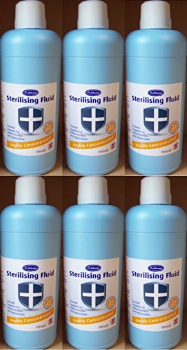 6 x Bottles Of Dr Johnsons Baby Sterilising Fluid Highly Concentrated - 1 Litre