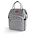 Produktbild Baby Wickelrucksack Wickeltasche Multifunktional Oxford Große Kapazität Babyrucksack Reiserucksack für Unterwegs (Grau) Wickelrucksack mit 2 Stück Kinderwagen-Haken und 1 Schnullerband