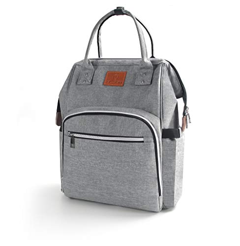 Preisvergleich Produktbild Baby Wickelrucksack Wickeltasche Multifunktional Oxford Große Kapazität Babyrucksack Reiserucksack für Unterwegs (Grau) Wickelrucksack mit 2 Stück Kinderwagen-Haken und 1 Schnullerband