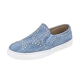  Ital-Design Sneakers Low Damen-Schuhe Sneakers Low Nieten Besetzte Freizeitschuhe Hellblau, Gr 39, D-17-