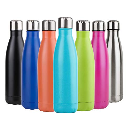 Hotchy Termo de Botella de Agua de Acero Inoxidable con Aislamiento al vacío, Botella de Agua de 500 ml sin BPA Termos a Prueba de Fugas para niños, Escuela, Deportes, al Aire Libre, Camping