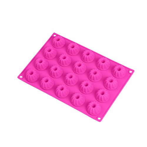 HENGSONG 20er Mini Gugelhupf Backform Silikon Gugelhupfform 30x20x2.3cm, Rosa - 7