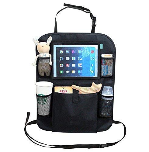 Kid Transit Organizador asiento trasero con soporte para tableta para niños. Bolsillo transparente para iPad y tabletas de 9,7" (24,5 cm). Alfombrilla y protector de asiento