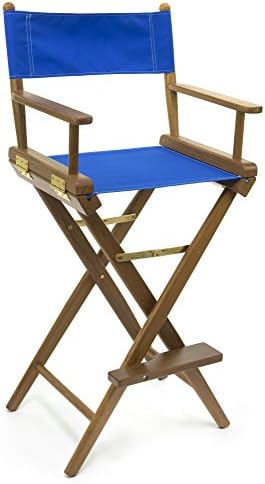 Whitecap Teak Captain's Chair with Blue Seat Covers