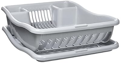 Curver 228565 Egouttoir à Vaisselle + Plateau Petit Modèle avec 18 Assiettes Plastique Gris 29 x 10,5 x 39 cm