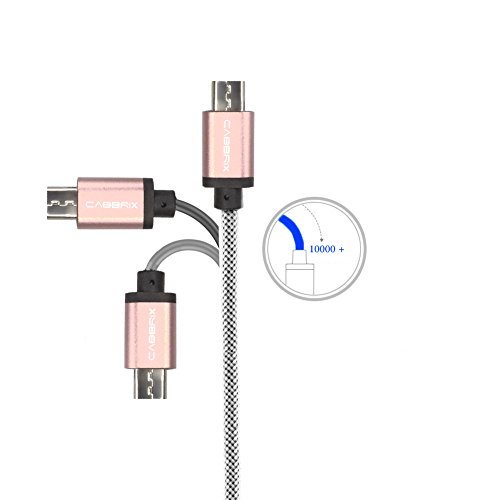 Micro USB Kabel 2 m CABBRIX® Schnellladekabel USB 2.0-Kabel A-Stecker auf Micro-B High Speed Sync Aluminium Ladekabel für Android Smartphones, Samsung Galaxy, HTC, Huawei, Sony, Nexus, Nokia, Kindle und mehr – Rosè Gold - 2
