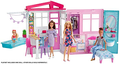 Barbie FXG55 - Ferienhaus mit Puppe, Möbeln und Pool, portables Puppenhaus ca. 46 cm hoch mit Tragegriff, Puppenzubehör Spielzeug ab 3 Jahren - 7