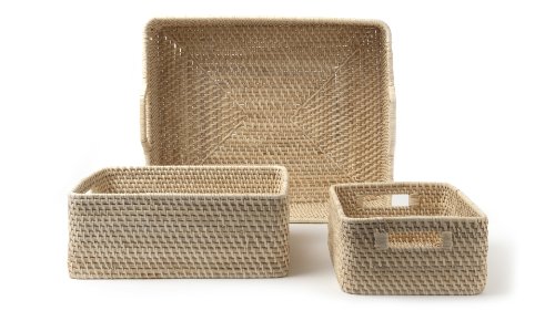 IVARY handgeflochtener Rattan-Korb mit Griff rechteckig 38×29,5×15 cm Gr. L natur - 3