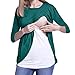 Produktbild SuperSU Damen Umstandsmode Frauen Schwangere Bequem Langarm Mutterschaft Stillen Top Lace Up Double Layer Bluse Kurzarm&Langarm Lagendesign Mama Nursing Stillshirt