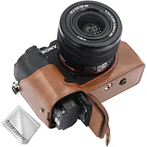 Camera PU Leather Half Case Protective Bag Compatible with Sony Alpha 7C A7C (Dark Brown)