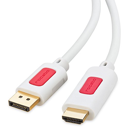 rocabo 1026 Display Port a HDMI, cavo DisplayPort (DP) su HDMI, Display Port (connettore M) a HDMI (maschio a), per PC, Computer, Tv, Proiettore, con trasmissione audio, 1080p Full HD, 5,00 m, Nero