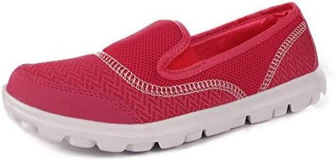 Ladies Slip On Shoes Womens Mesh Go Walking Trainers Ftiness Comfort Athletic Shoes 3-8 (UK 5 / EU 38, Pink)