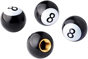 COMBLU Tcn 4pcs Bouchons De Tige De Valve De Pneu Billard Noir, 8 Bouchons d'air De Vélo De Voiture Automatique en Forme De Boule
