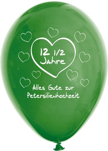 10 grüne Luftballons 12,5 Jahre - Petersilienhochzeit, ca. 30 cm