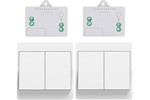 Cerhot 230V Interruptores de luz remotos inalámbricos, interruptores de control remoto, interruptor de luz cinético, interruptor de luz inalámbrico para luces sin batería (UE 2 marchas, 2V2 A)