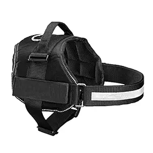 Mahira Enterpriese Dog Harness Easy Control Chest Body Belt for Dogs Black Choke-Free Double Padded Vest, Adjustable Neck & Chest. Reflective Soft Breathable Mesh for Medium Dogs