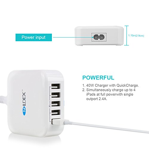 Ldex Neue Version USB Multi-Ladegerät, 40W 5 Port USB Tischladestation für iPhone 6s / 6s Plus iPad Air Pro / mini 4, Galaxy S6 / S6 Rand und mehr - 3