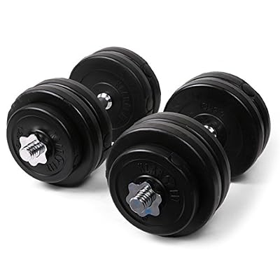 Klarfit Paire d'Haltères - 2 x Haltère avec 6 anneaux de fonte : travail Biceps, Pectoraux, Adbominaux (2 x 15kgs) - Acier chromé