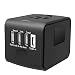 Produktbild Luckyies Universal Reiseadapter für 150 Länder Stromadapter Stecker mit 2 USB Ports und Typ C-Anschluss für Weltweit Reisen in US,UK,EU,AU - Universeller Weltreise Reisestecker - Schwarz