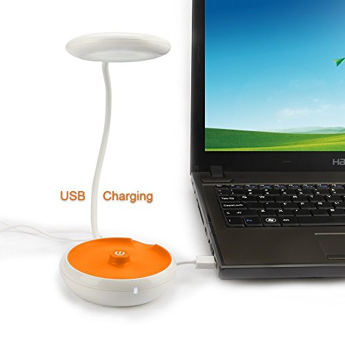tragbare Schreibtischlampe, dimmbar 4-Modi einstellbare berührungsempfindliche Steuerung Tischlampen, USB wiederaufladbar, flexibler Hals, drahtloses Nachtlicht für Bett, Lesen, Kinder, blau & weiß - 4