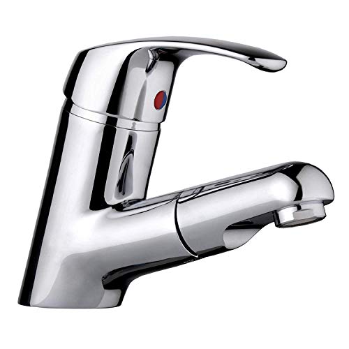 Preisvergleich Produktbild Waschtischarmatur STILO chrom / Wasserhahn mit Herausziehbarem Auslauf