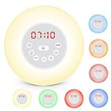 【FM-Funktion】- Können Sie sich vorstellen, dass dieser Aufwachlichtwecker als Radio verwendet werden kann? Sie können ganz einfach die UKW-Radiofunktion aktivieren, mit der Sie bis zu 40 Radiosender MAX automatisch suchen und speichern können. Außerdem können Sie die Radiosendung genießen und sich in Ihrer Frühstückszeit entspannen.