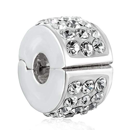 soulbead Clip con Transparente Australiano  Cuenta para pulsera (Plata de ley 925 cristales para Europea Pulsera Joyería
