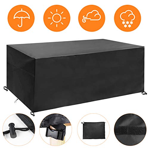 Yokunat Housse de Meuble, Couverture Bâche de Protection de Table Imperméable Tissu Oxford Anti Vent Pluie UV Poussière pour Meuble Extérieur Jardin