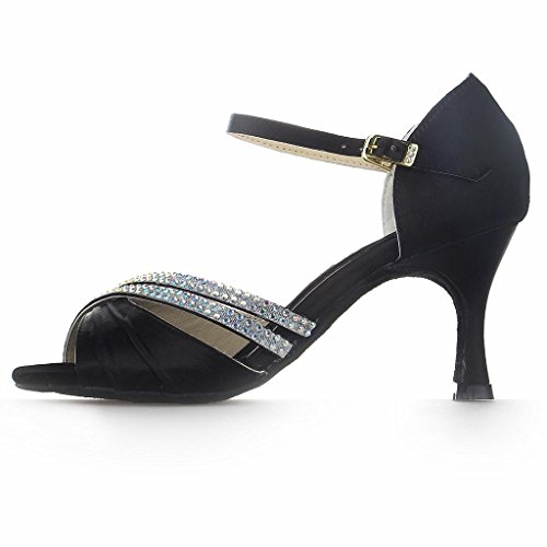 Jia Jia 20524 Damen Sandalen Ausgestelltes Heel Super-Satin mit Strass Latein Tanzschuhe - 2