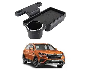 Oshotto Foldable Car Auto Headrest Rear Back Seat Table Drink Food Cup Tray Holder Compatible with Skoda KUSHAQ