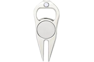 IKAAR Golf Divot Repair Tool, Golf Divot Tool with Ball Marker and Bottle Opener, Metal 3 in 1 Multi-function Golf Divot Repair Pitch Fork Silver