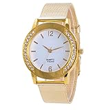 HWTOP Damen Herren Armbanduhren |Analog Display Quarz Uhren |Analoge Quarz Quarzwerk Uhr |Mode Armbanduhr Mit Runde Zifferblatt |Edelstahl Armbanduhren Für Frauen Modeschmuck Geschenk (Gold #1)
