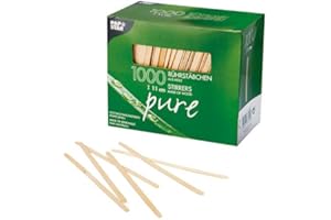 PAPSTAR - 1000 agitateurs/mélangeurs à café/thé/cocktails en bois pur de 11 cm. Couleur naturel; Bâtonnets de café jetables. Bâtons pour l'artisanat.