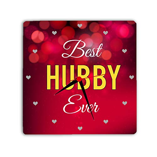 Designer Panda Best Hubby Ever Printed Light Weight Wall Clock 8 inches, Gifts for Husband