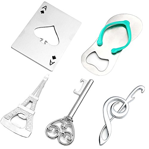 Mogoko 5x Flaschenöffner Set aus Edelstahl Lustig 5 Design Bottle Opener einfach zu öffner
