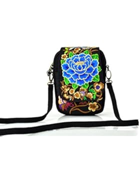 Eagsouni® Damen Gestickte Blumen Tasche Ethnische Schulter Beutel Mädchen Canvas Freizeit Crossbody Handtaschen