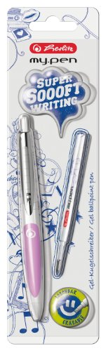 Herlitz my.pen Gel-Kugelschreiber my.pen mit Druckmechanik, weiß/pink, inlusive Tintenpatrone, löschbar - 3