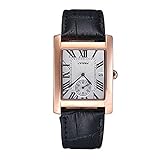 Yiwa Uhren Unisex Modische Business Square Uhr mit Lederband Stilvolle Armbanduhr Liebhaber Uhr Ornament Gif
