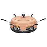 Clatronic PO 3682 Elektrischer Pizzaofen für 6 Personen, Terrakotta-Haube, Rezeptvorschläge, inklusiv Ausstechform, 1100 W, Schwarz