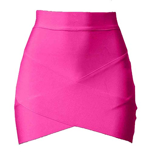 SUNNOW Faldas de Mujer Sexy Correas Cruzadas Cortas Faldas Ajustadas Falda de Tubo Falda de Abrigo (XS, Rose)